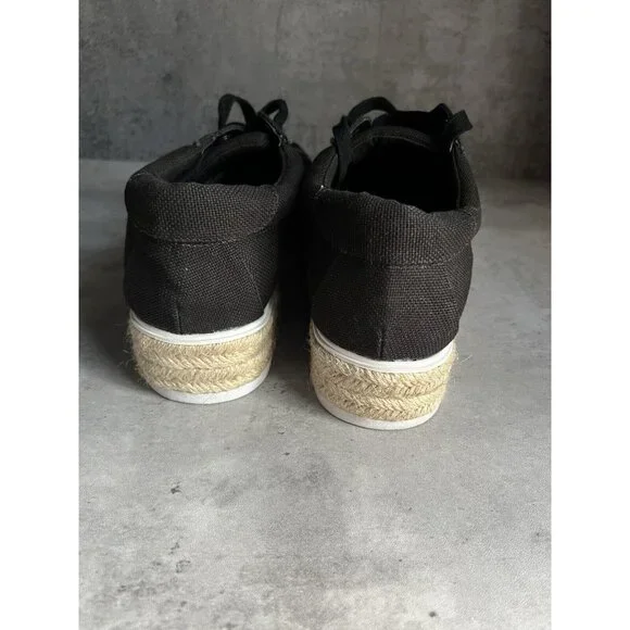 Steve Madden Karma Espadrille Sneakers Womens size 9.5 M Black White Platform - Picture 4 of 16